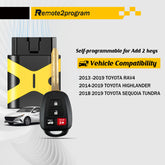 Car Key Programmer Kit for Add 2 Keys and Uncut Blade H Chip Car Key Replacement for Toyota RAV4/Highlander/Tundra with FCC: GQ4-52T